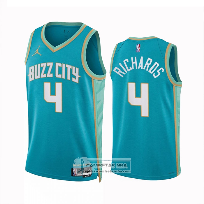 Camiseta Charlotte Hornets Nick Richards NO 4 Ciudad 2023-24 Verde